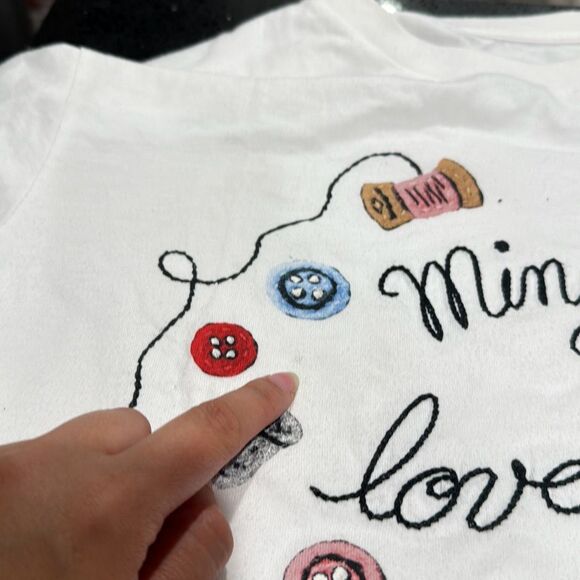 Uniqlo Olympia Le-Tan Women Minnie Mouse Loves Dots Crop Short Sleeve Tee Size M - Picture 8 of 8